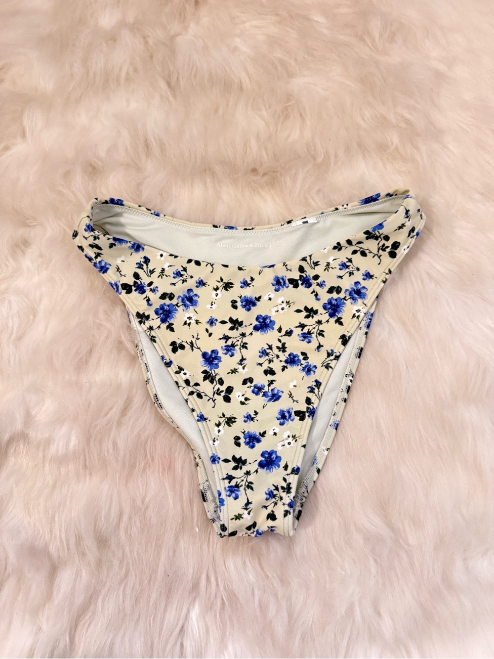 Abercrombie & Fitch Cream Bikini Bottoms with Blue Floral Print